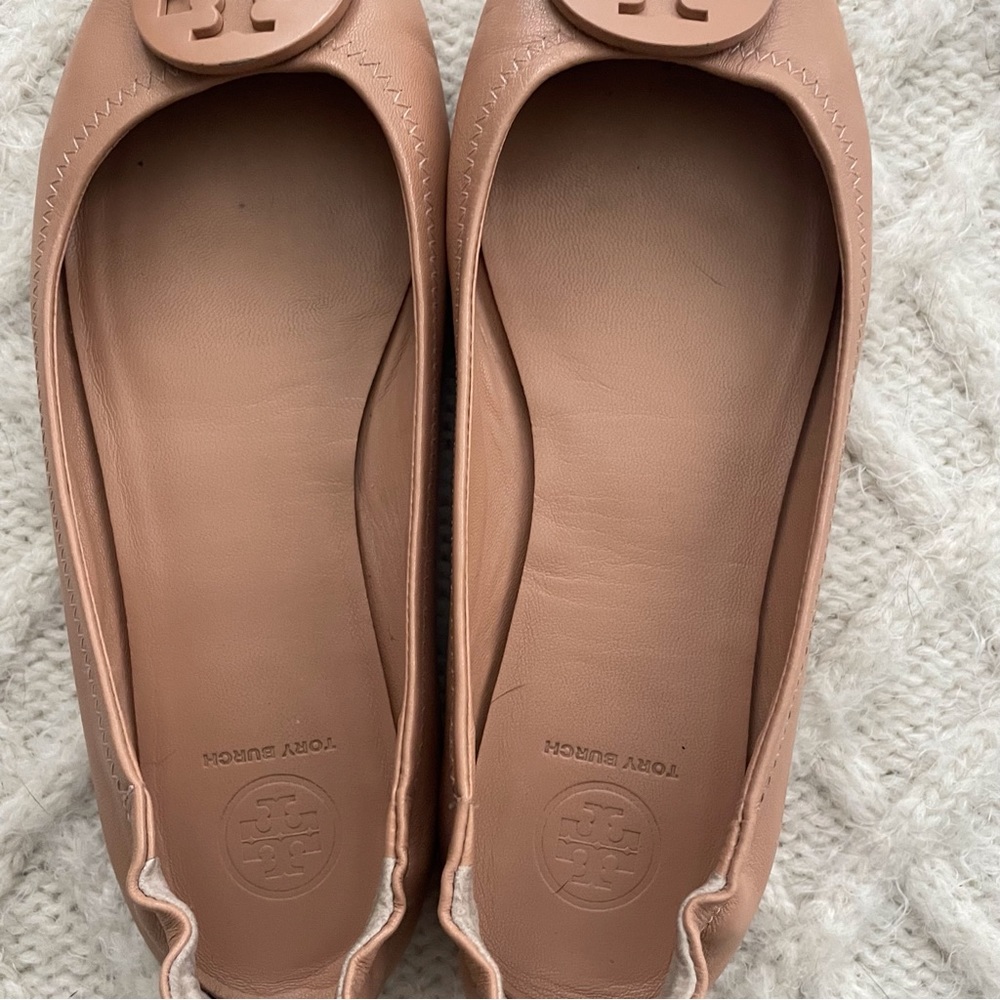 TORY BURCH MINNIE TRAVEL  BALLET FLATS BLUSH PINK - Picture 3 of 13